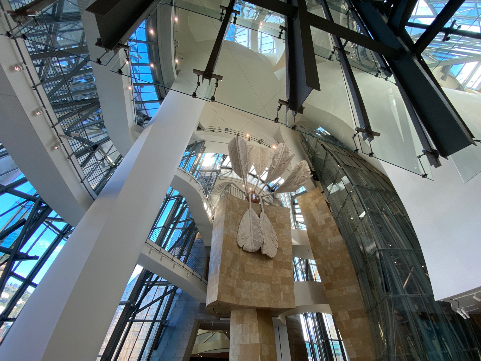 Looking up from the ground floor of the Guggenheim Bilbao 