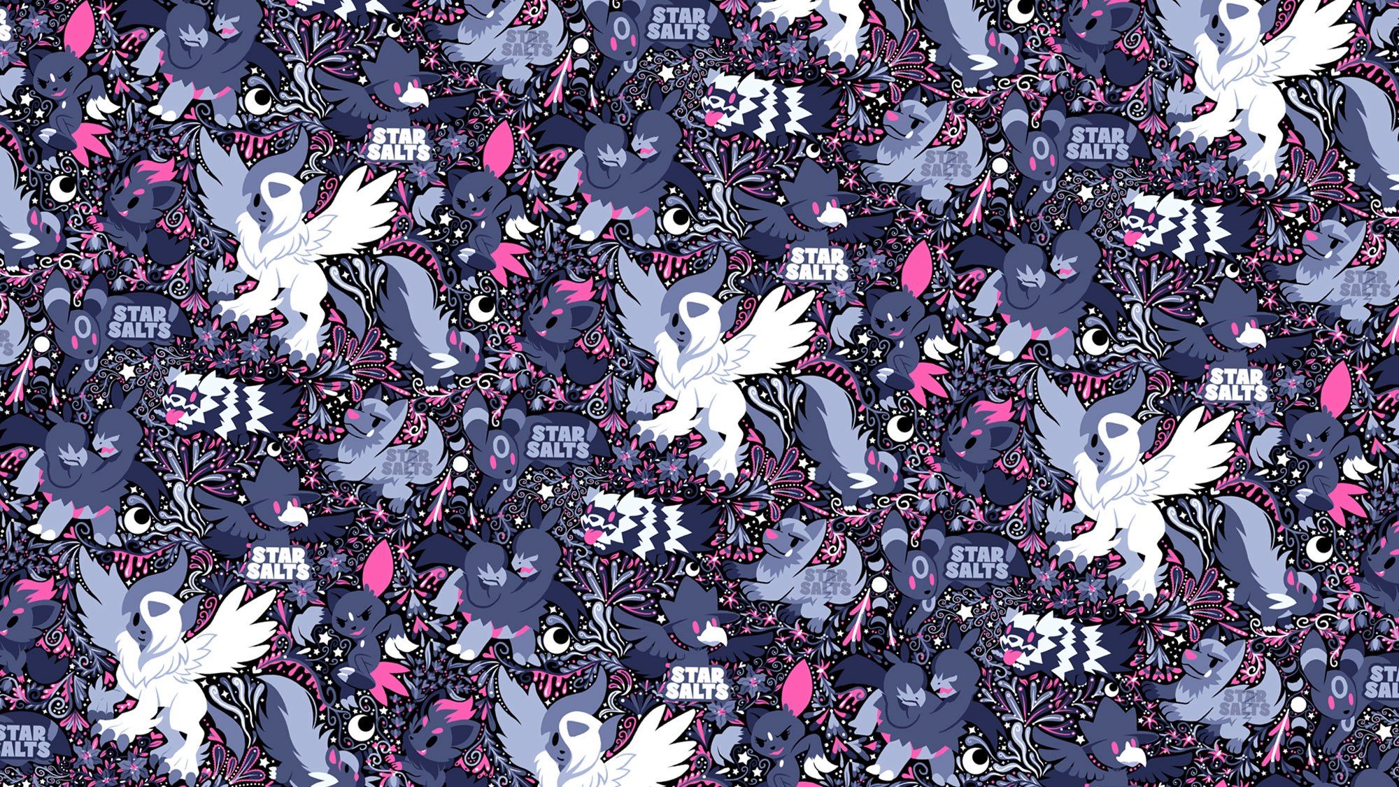 Illustration of a pattern of dark type Pokemon