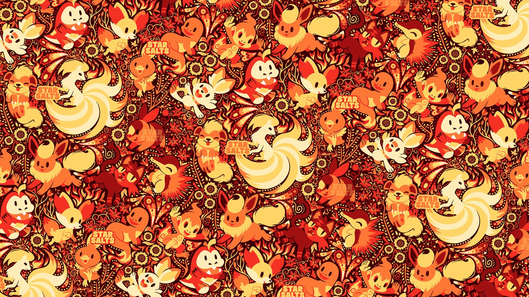 Pattern illustration of fire type pokemon