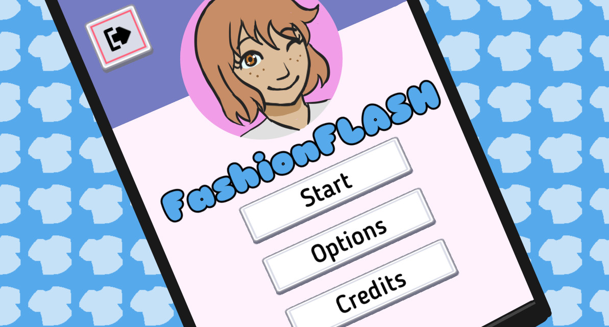 The home screen for the itch.io game FashionFLASH