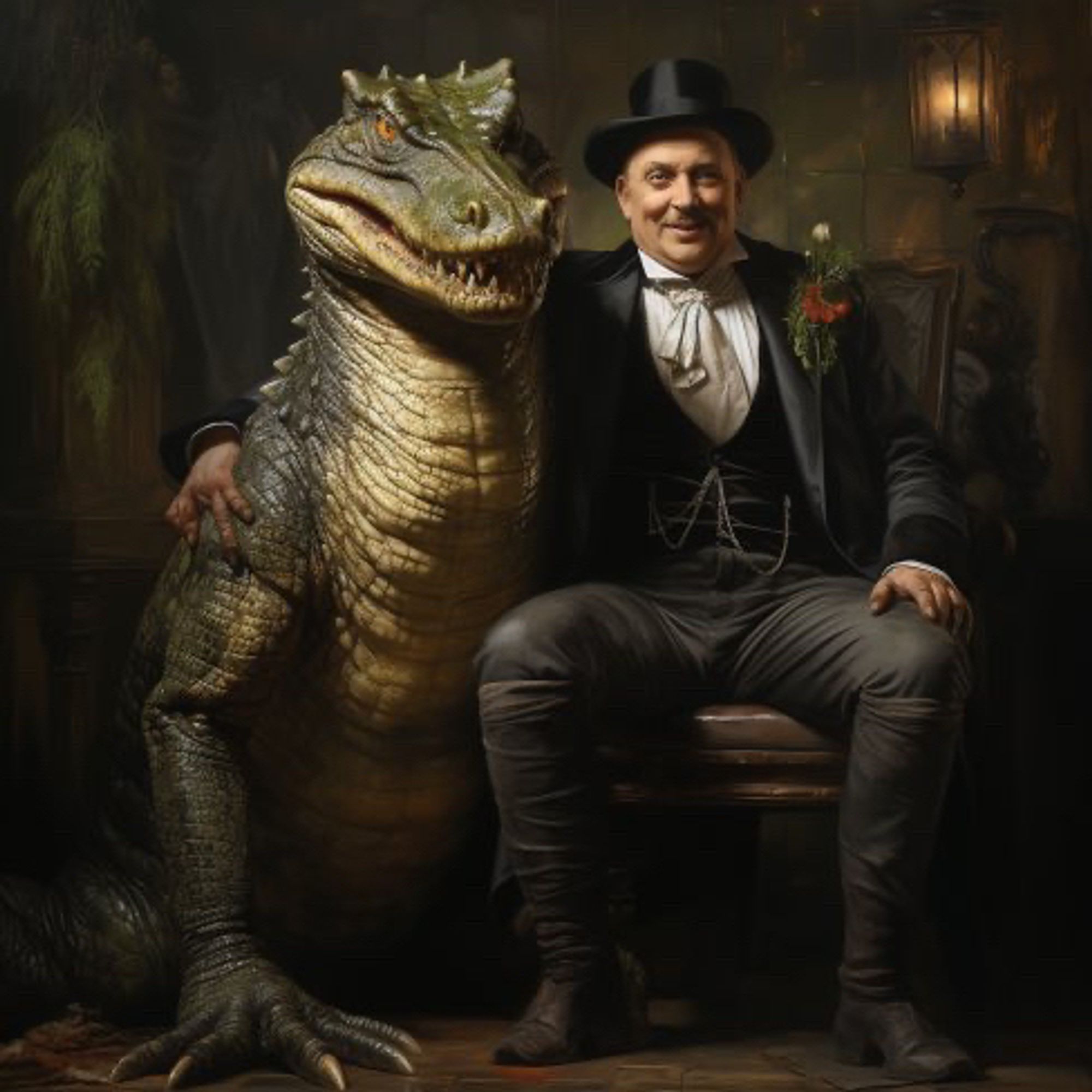 Un homme et un alligator