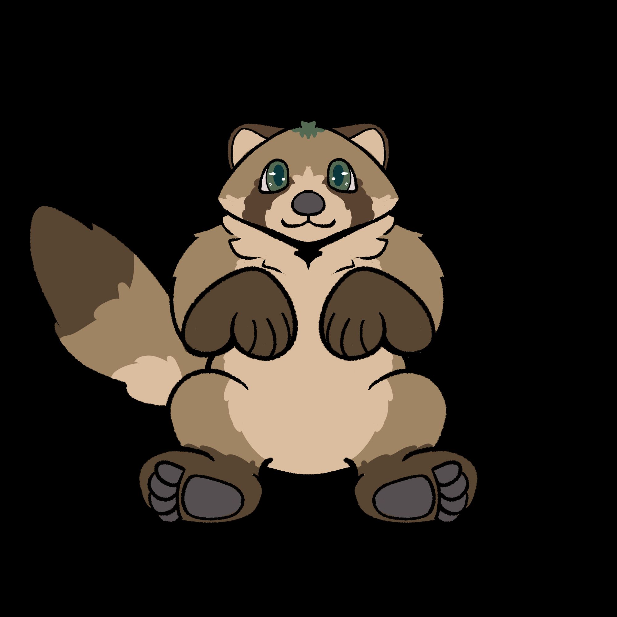 A fluffy round tanuki, Casey. Coloured in from a base.