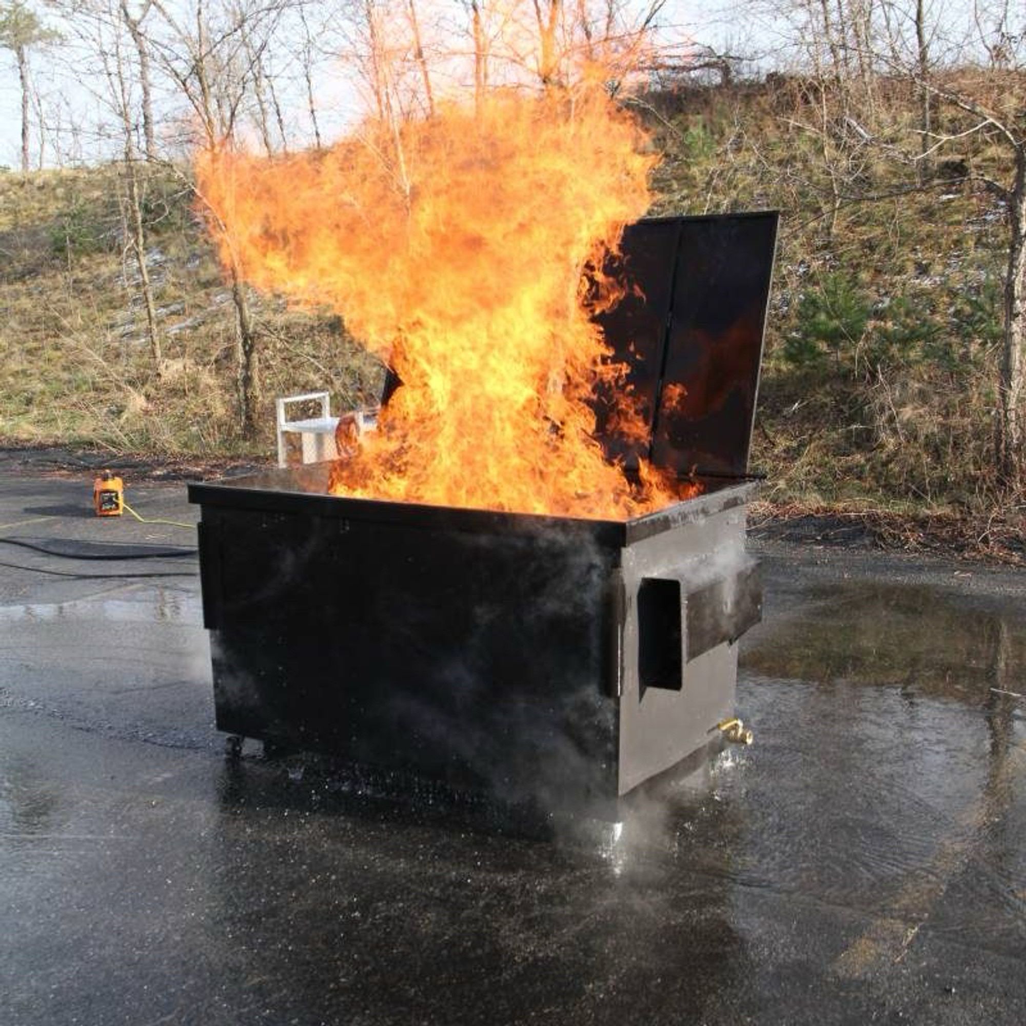 A dumpster fire