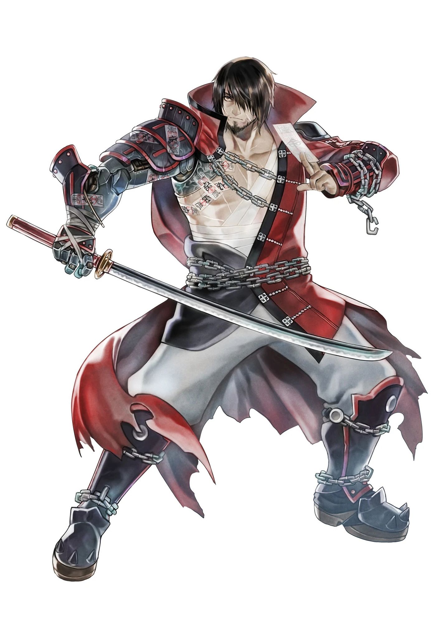 Artwork of the character Zangetsu originally from the videogme Bloodstained: Ritual of the Night. This depiction is specifically from the spinoff, Curse of the Moon 2