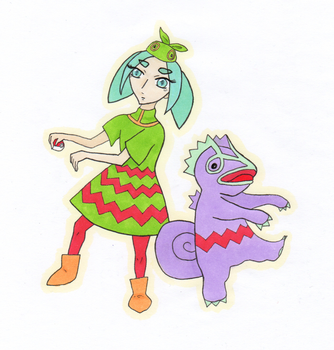 Ononoki Yotsugi with purple Kecleon