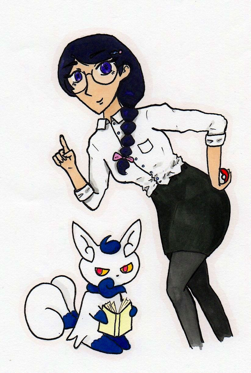 Hanekawa Tsubasa with female Meowstic