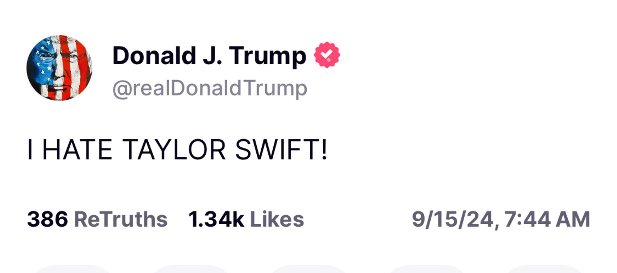 Trump tweet: I HATE TAYLOR SWIFT!