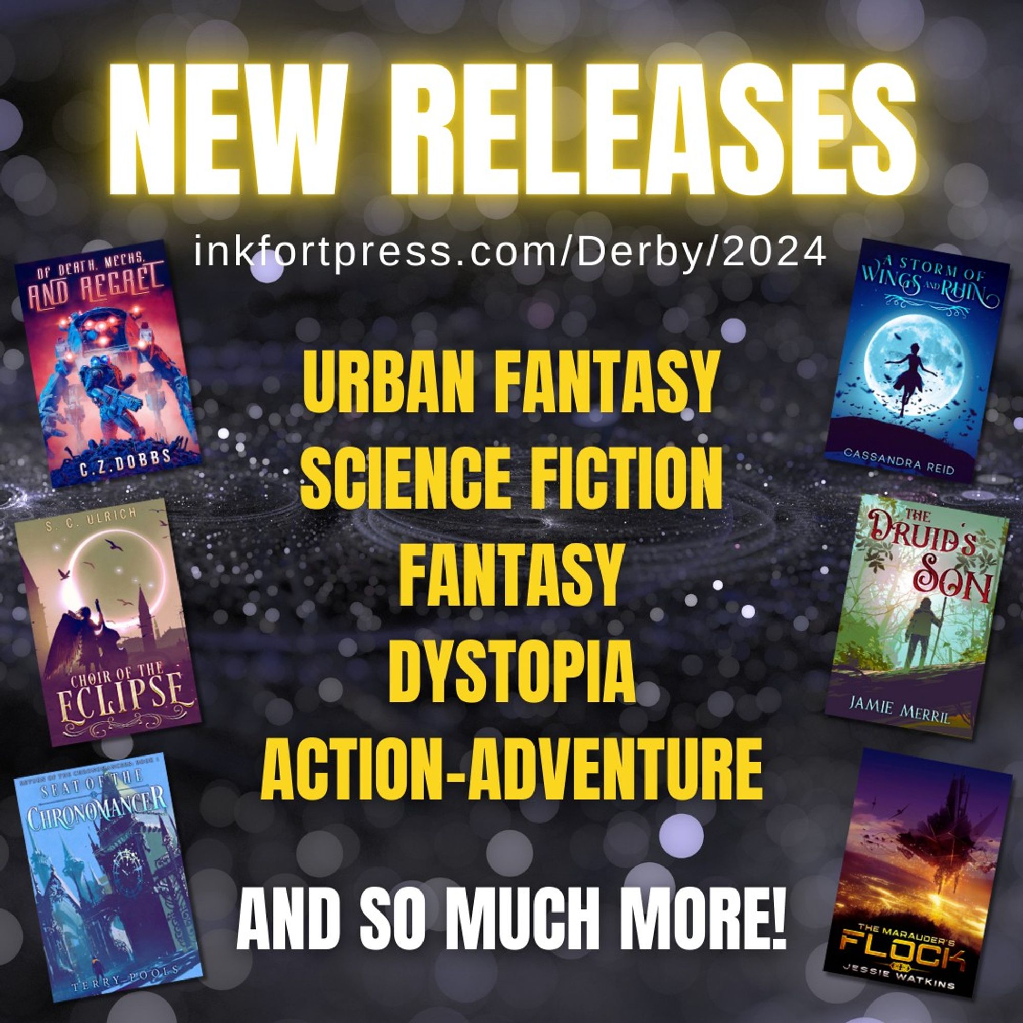 An image displaying book covers and genres for New Releases by Inkfort Press