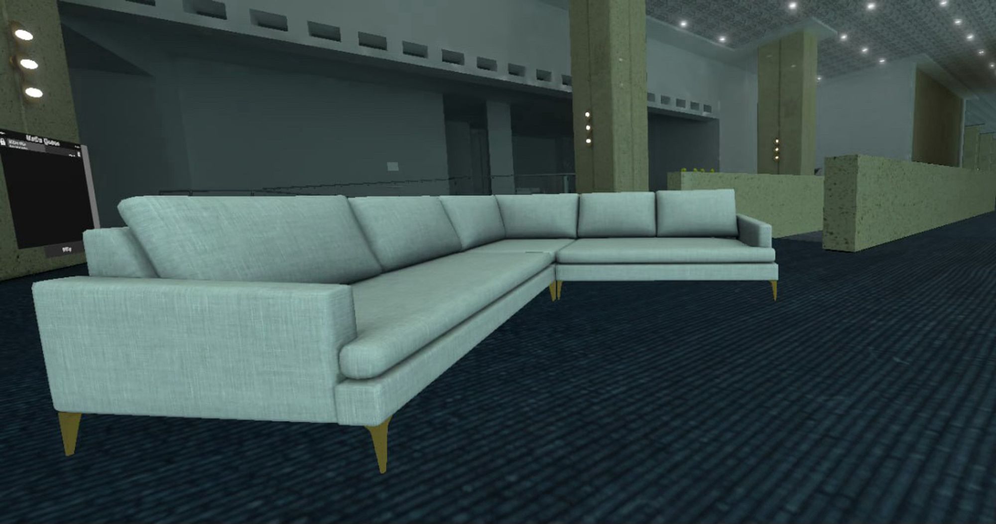 3D model of a couch in a 3D world