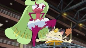 The pokemon Tsareena stepping on Meowth. Serving cunt tbh