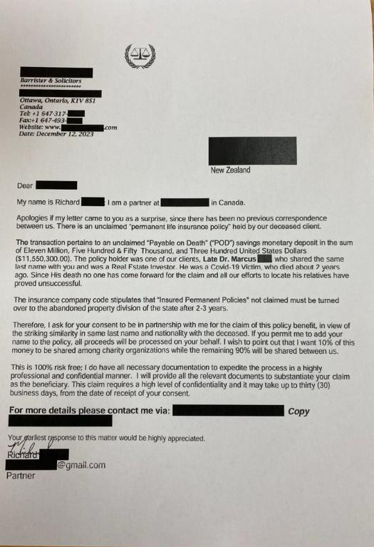 A new phishing scam is doing the rounds via the post! Scammers are hoping that a physical letter will catch people used to email-based phishing.