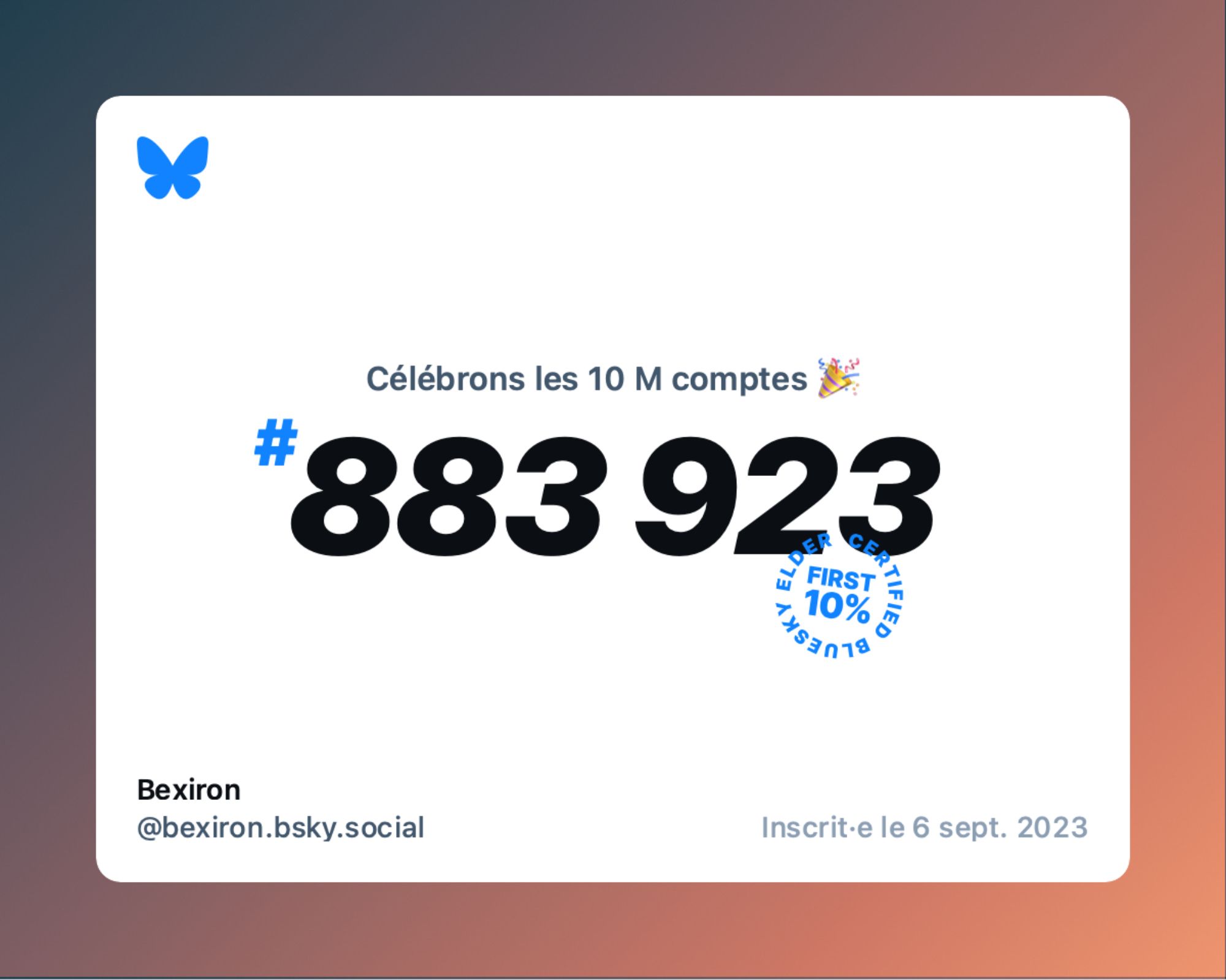 Nous sommes désormais plus de 10 millions sur Bluesky, et j’étais n°883 923 !