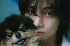 Yeontan and Taehyung's faces filling up the screen, both looking at YOU. Taehyung has dark long hair and Yeontan is smiling.