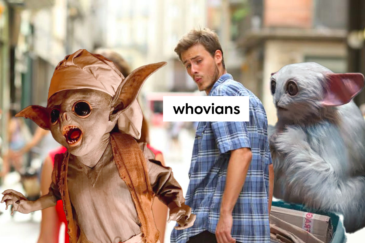 Distracted Boyfriend meme with the Meep and the Goblin