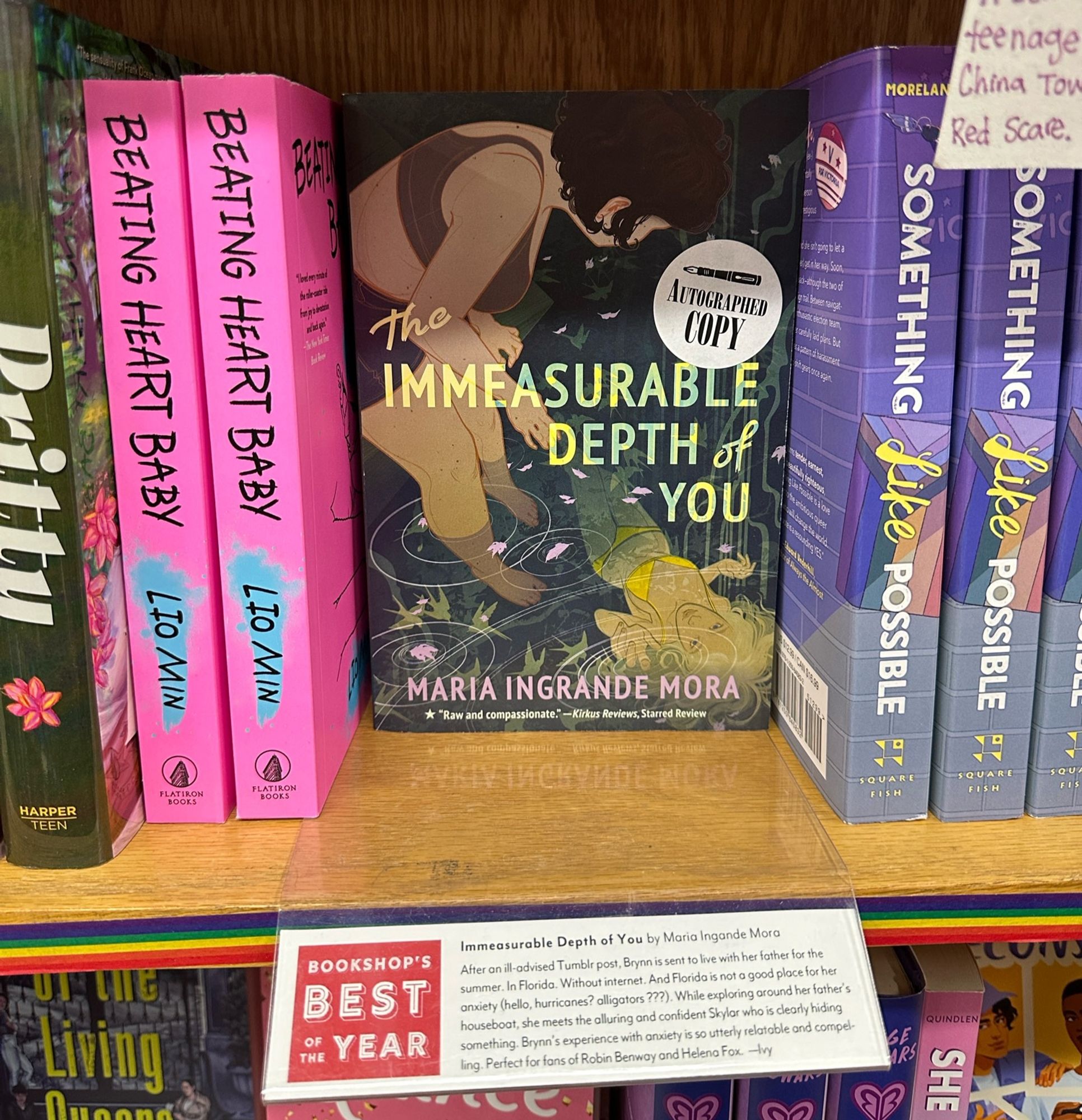 The Immeasurable Depth of You by Maria Ingrande Mora — on a shelf at a bookstore