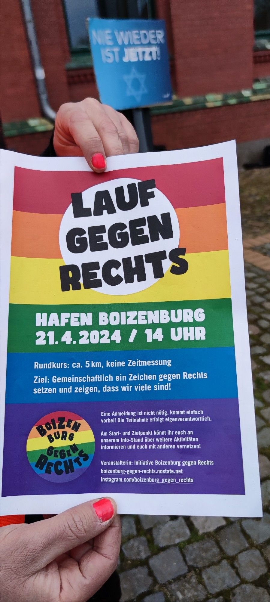 Lauf gegen rechts 21.04.24 um 14 Uhr Hafen Boizenburg