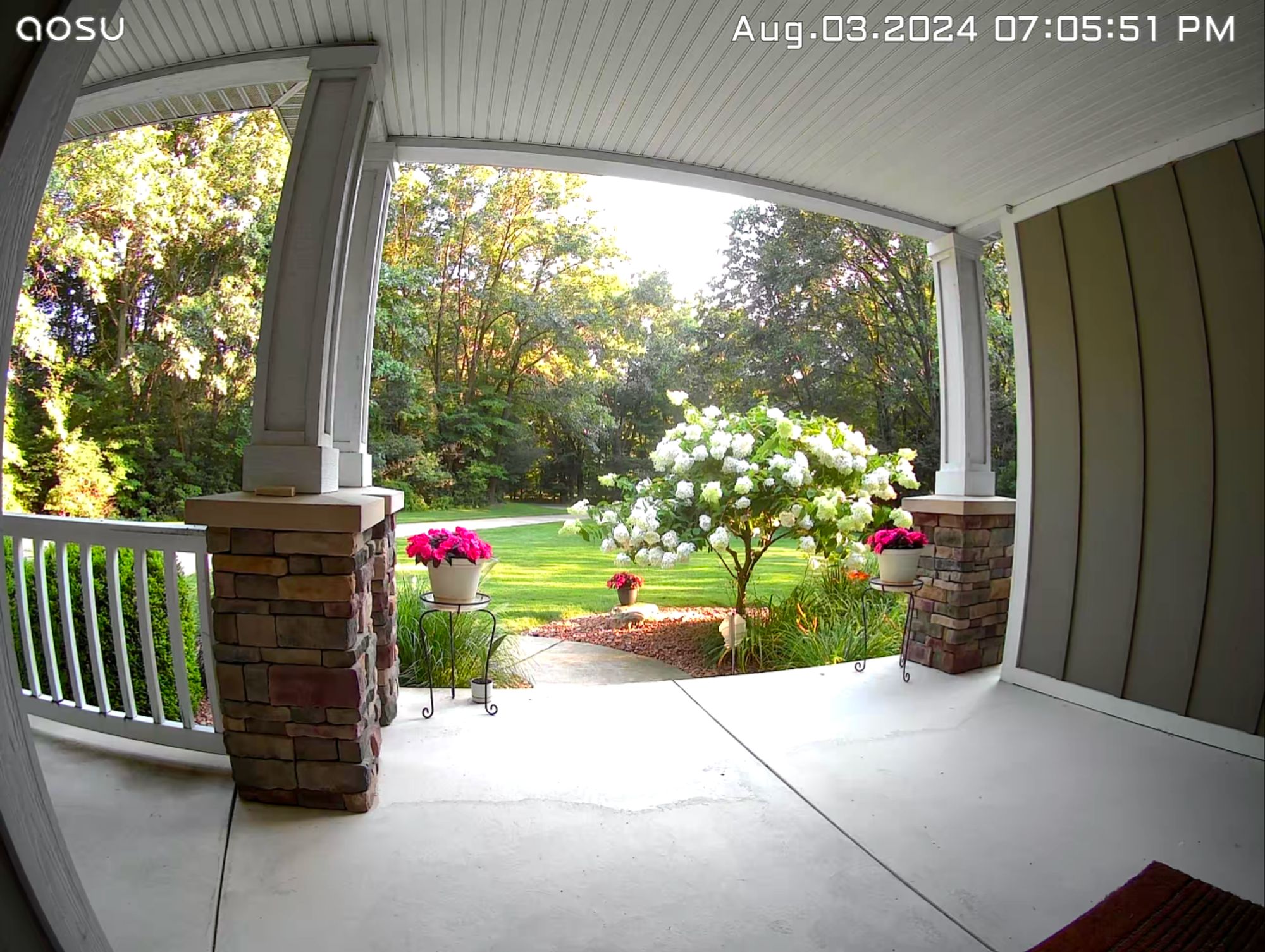 The view of my front porch from my doorbell camera. 