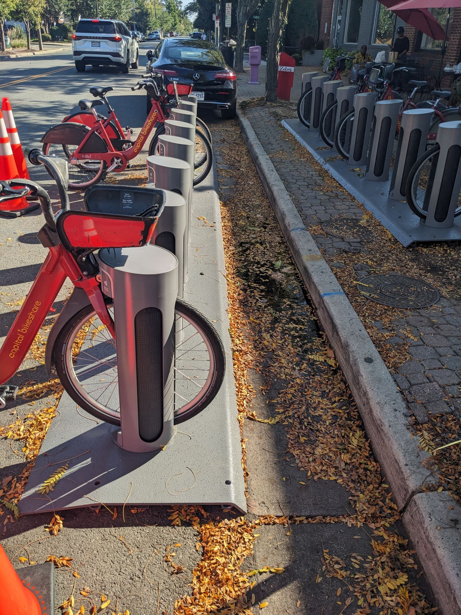 New CaBi station split between the street and the sidewalk