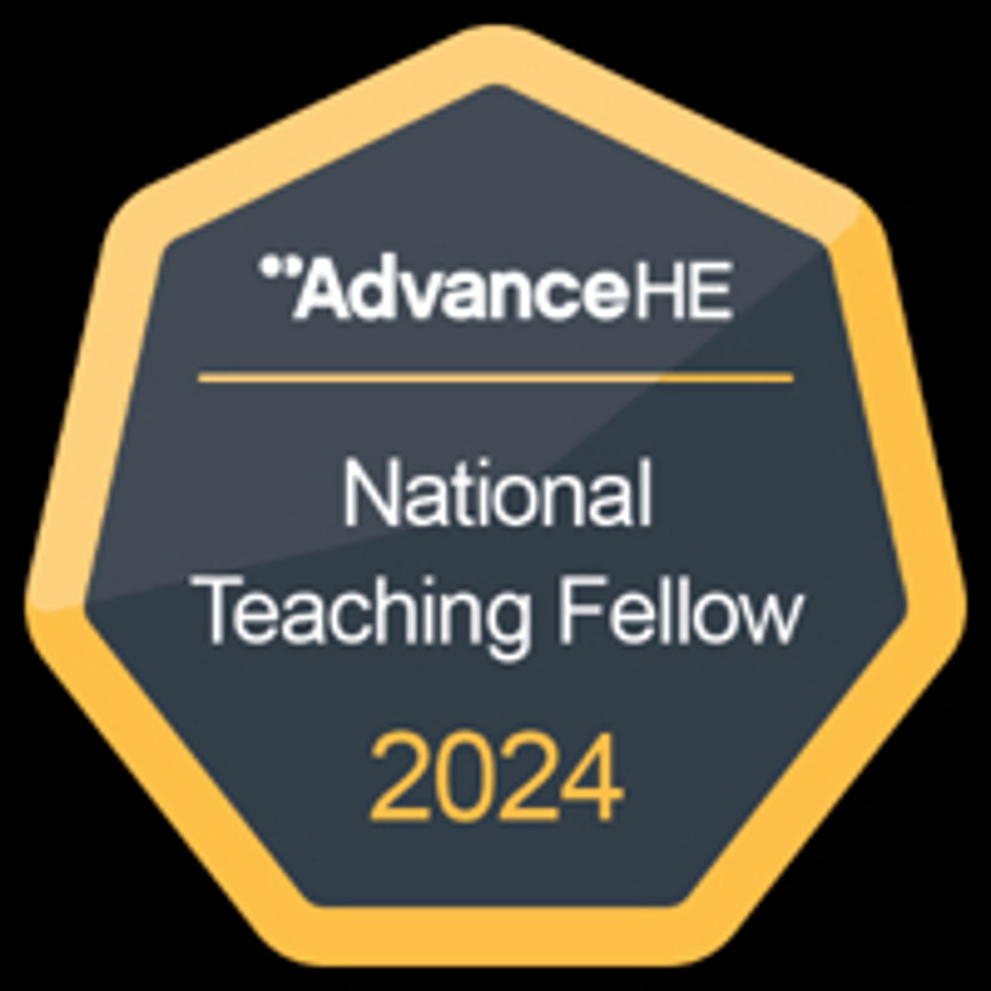 Badge for the National Teaching Fellow 2024 awarded by Advance HE.