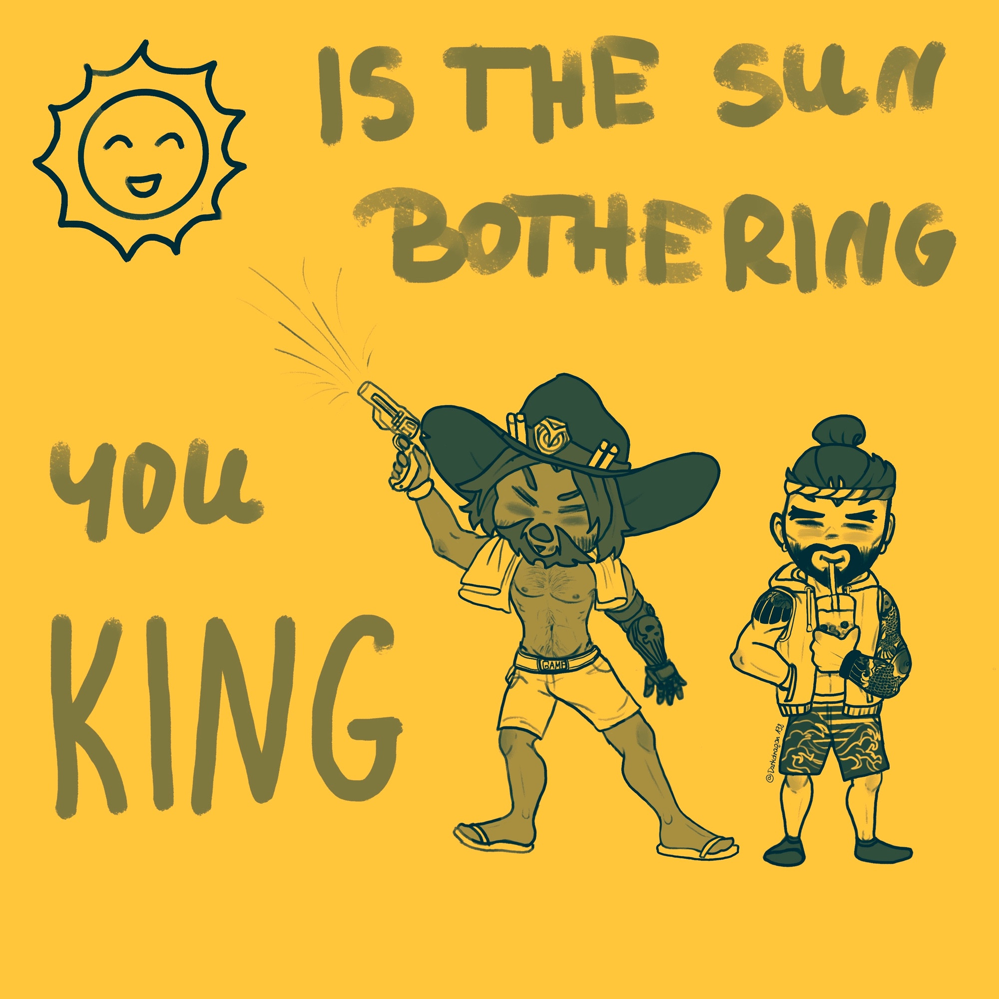 Cole is very determined to protect Hanzo from the sun ☀️