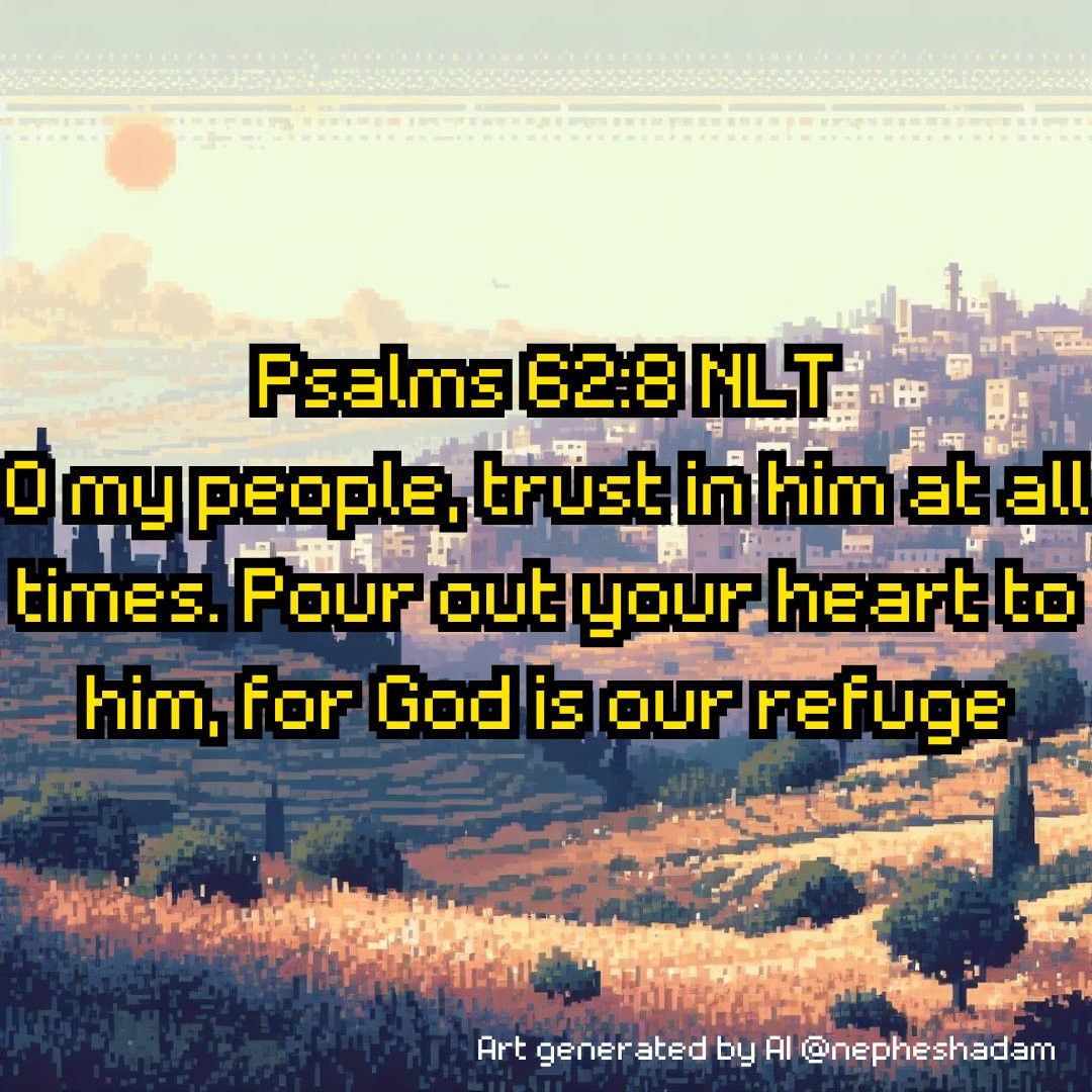 Psalms 62:8 NLT O my people, trust in him at all times.
    Pour out your heart to him,
    for God is our refuge.