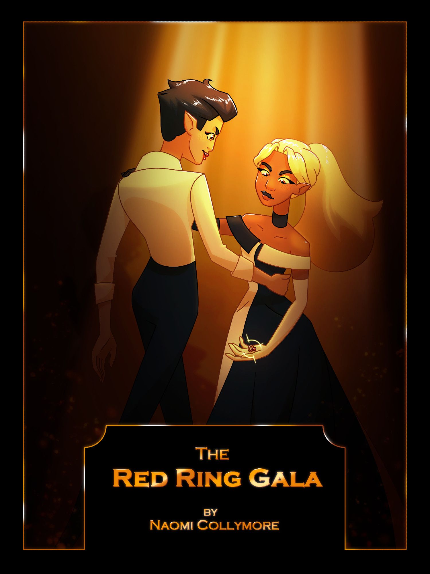 A poster for the Red Ring Gala short film. It features two women dancing in a ballroom under a spotlight