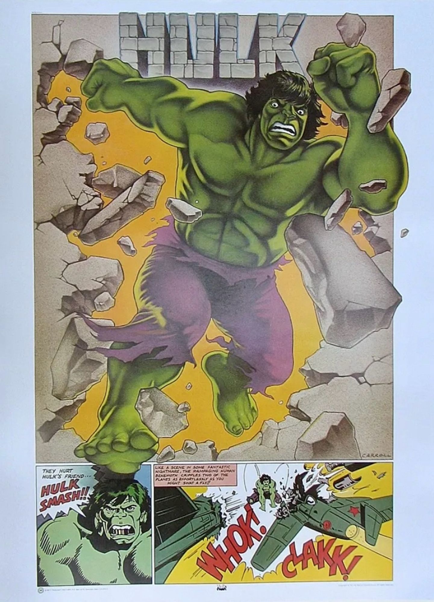 Hulk, with strip below - Hulk busting up some fighter jets