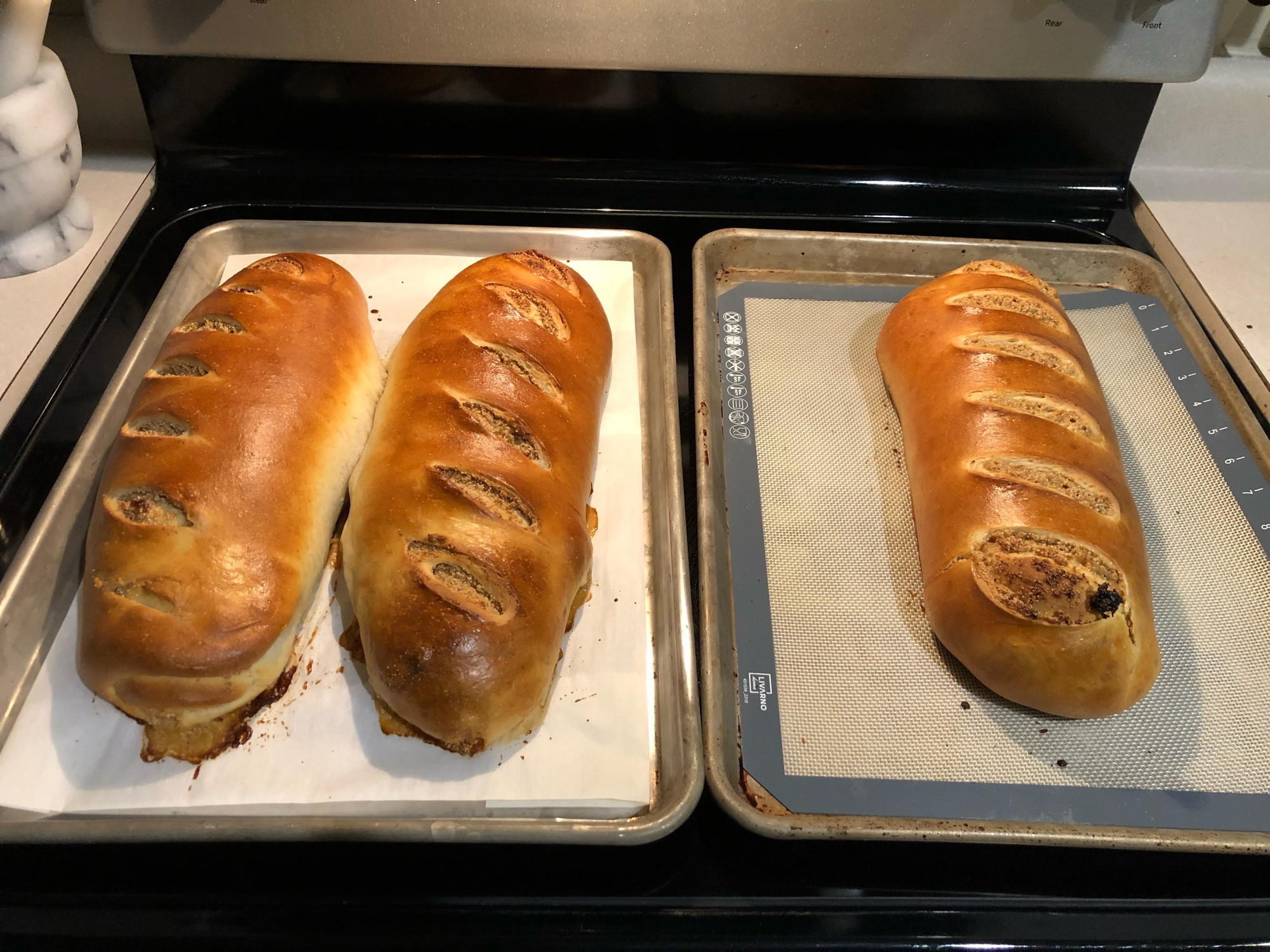 Poppyseed rolls fresh out the oven.