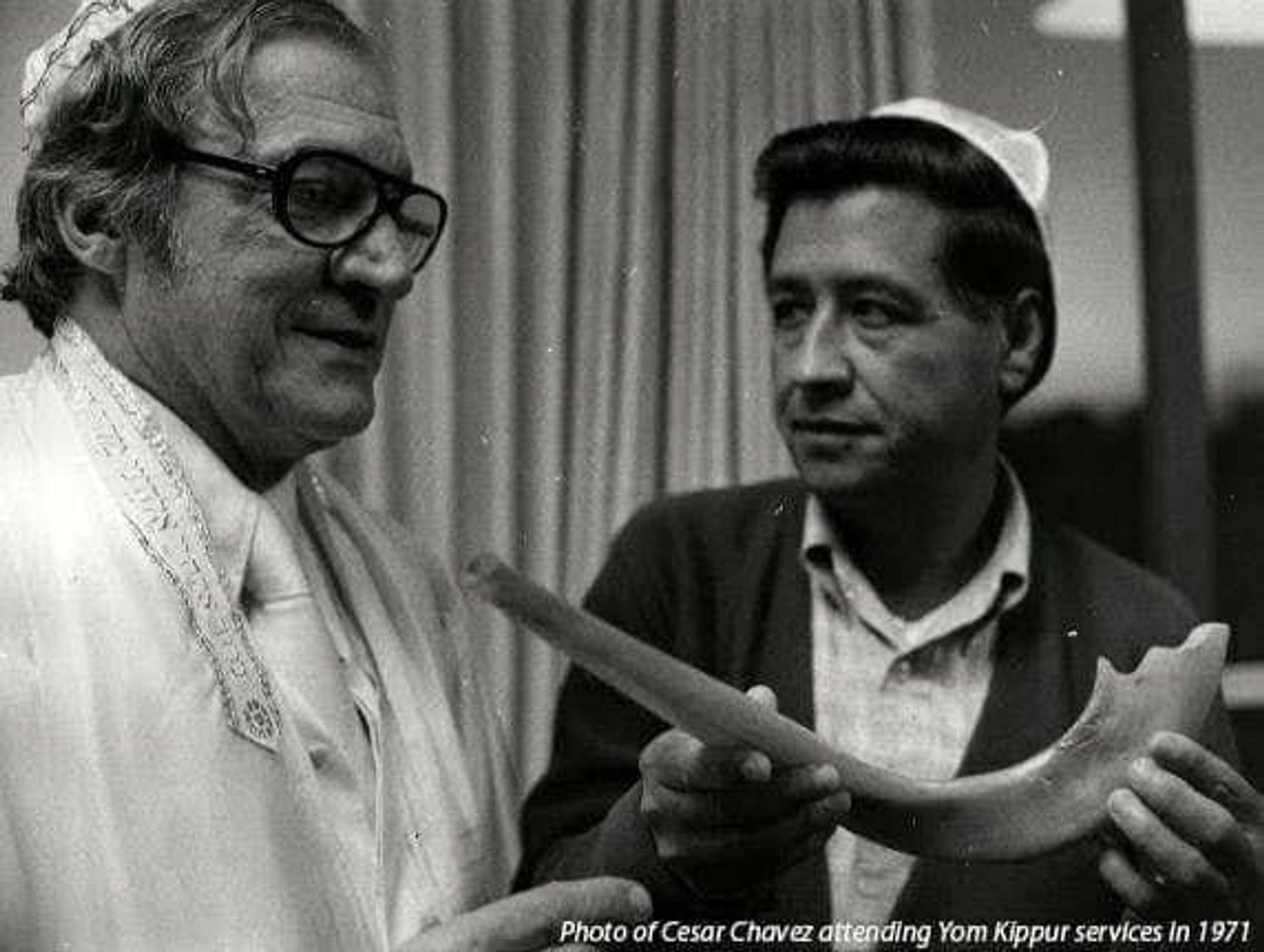 1971 photo of Cesar Chavez in temple