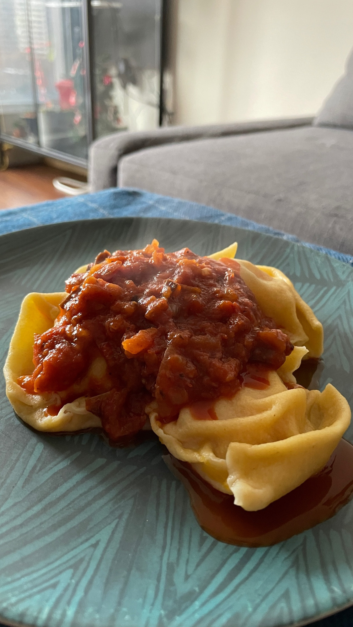 Raviolis de calabaza y queso azul hechos por la menda