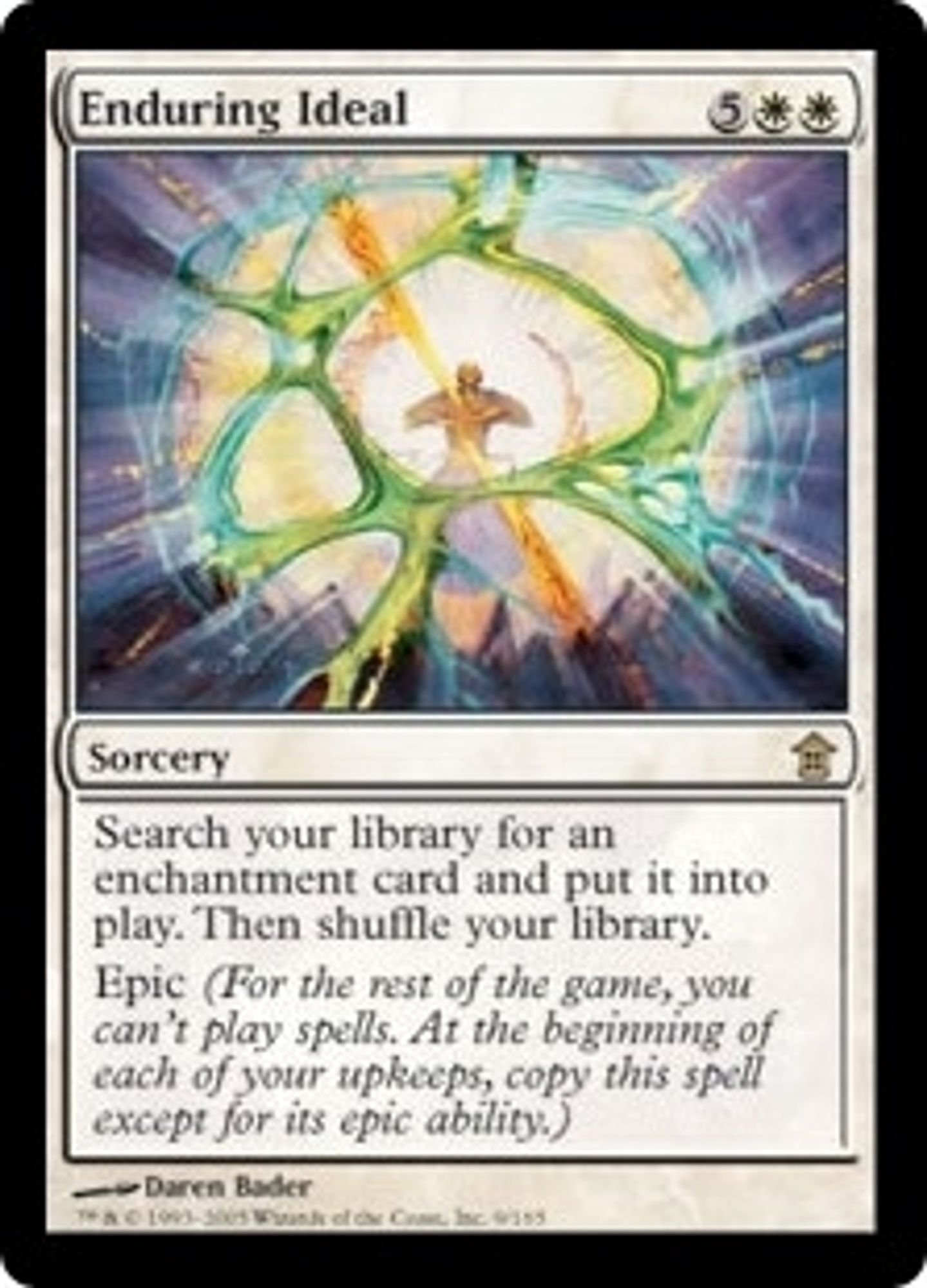 The MTG card Enduring Ideal, which copies itself for the entire rest of the game, also forbidding you from casting any other spells