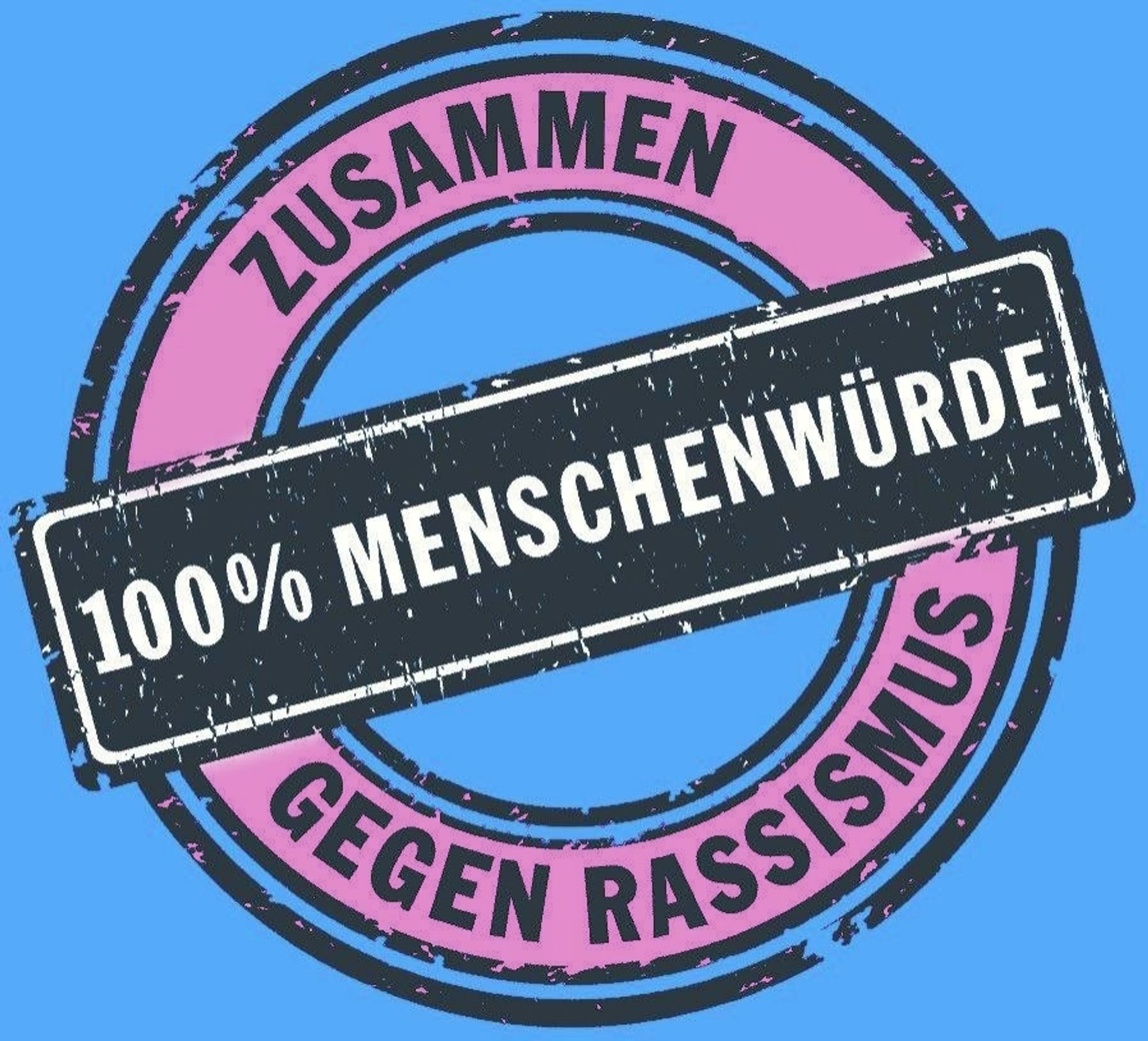 Logo: Zusammen gegen Rassismus, 100% Menschenwürde