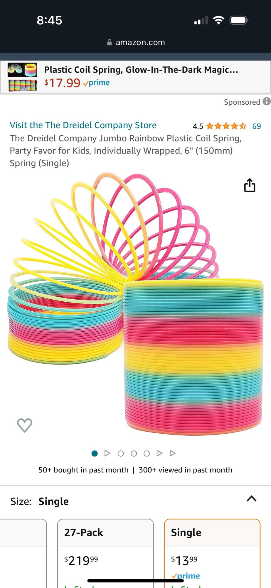 Plastic coil spring by The Dreidel Company …also available in a 27-pack! 😆