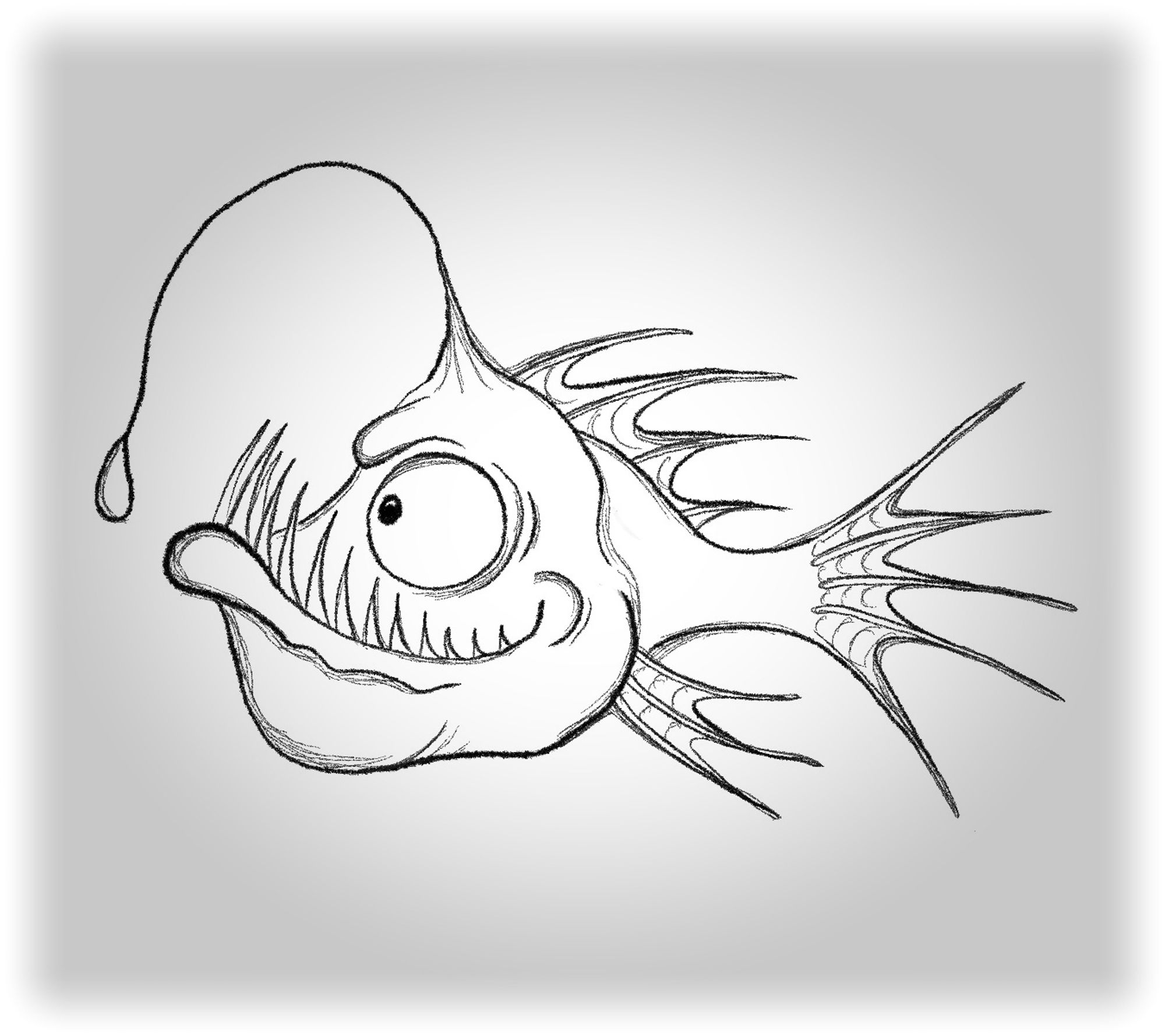 A very smart and self-assured comic anglerfish drawing.