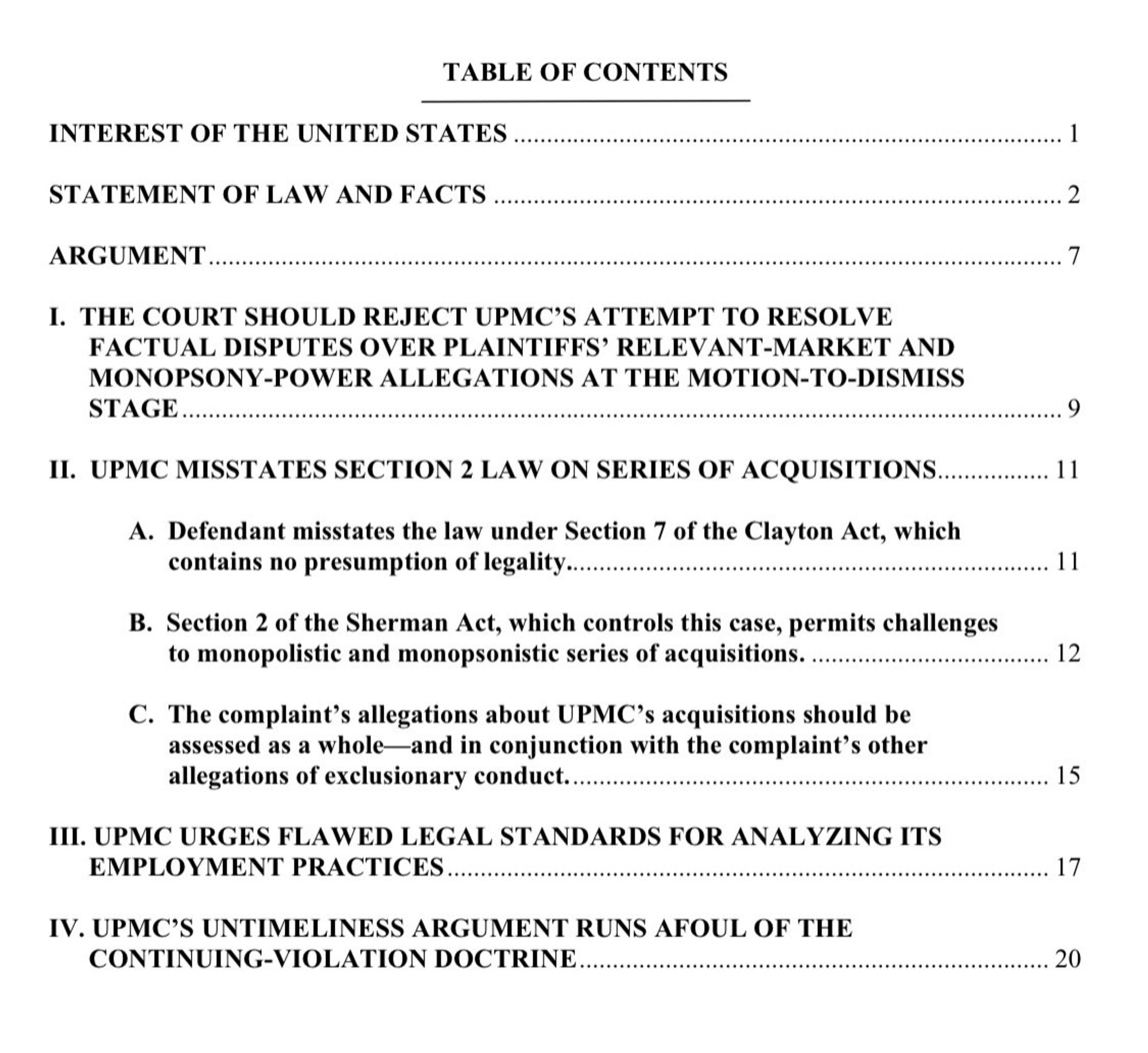 Table of contents