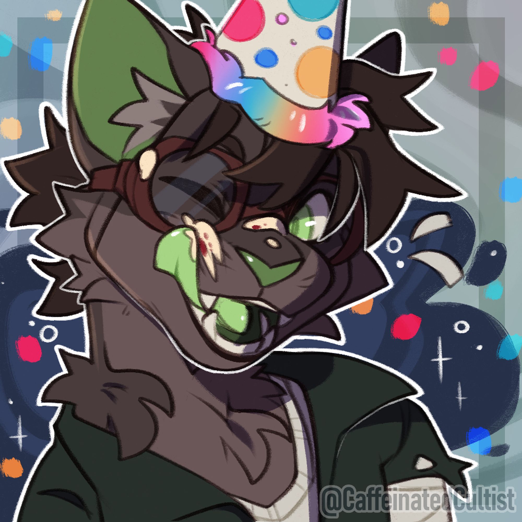 Furry character enjoying a birthday celebration!