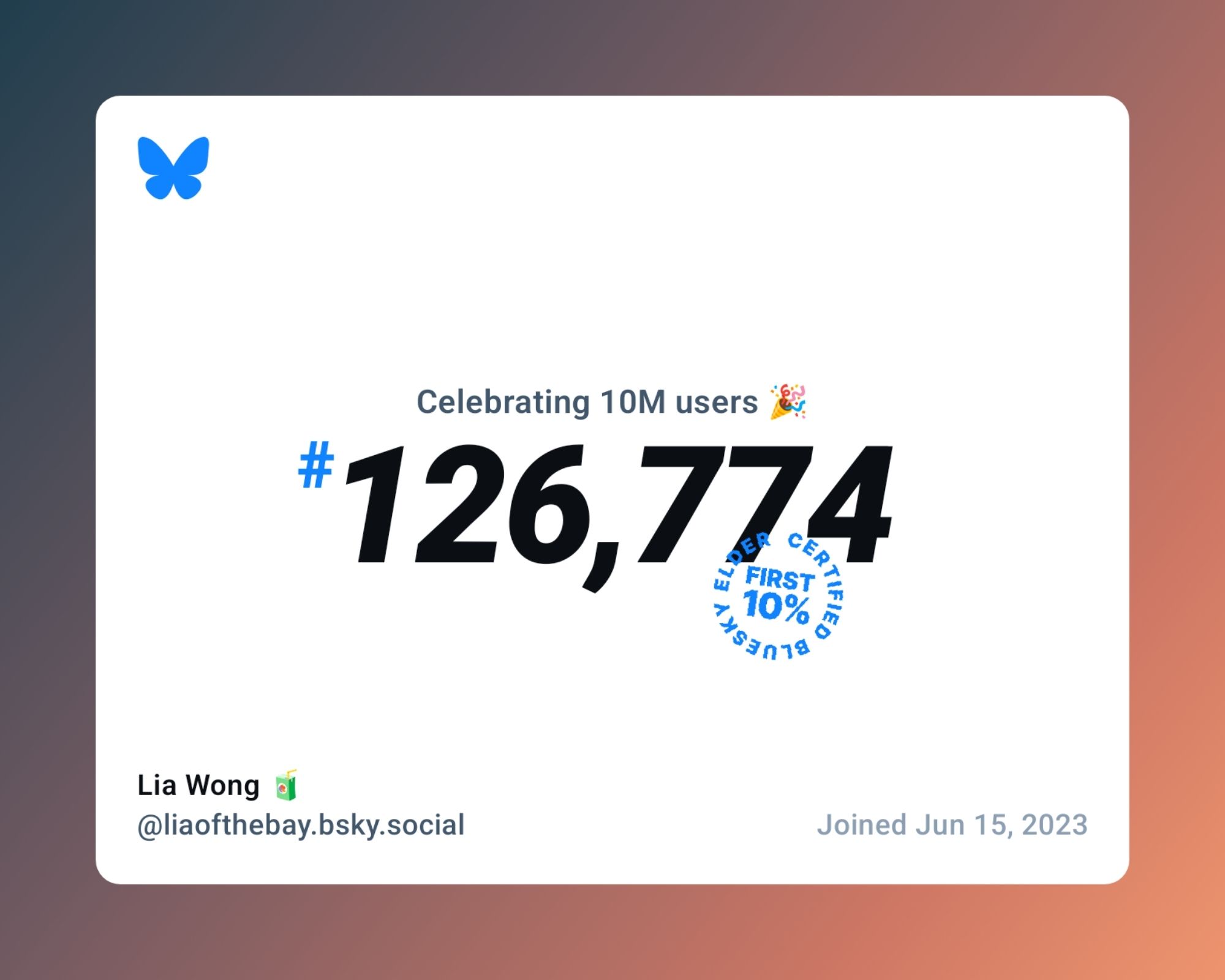 Bluesky now has over 10 million users, and I was #126,774!