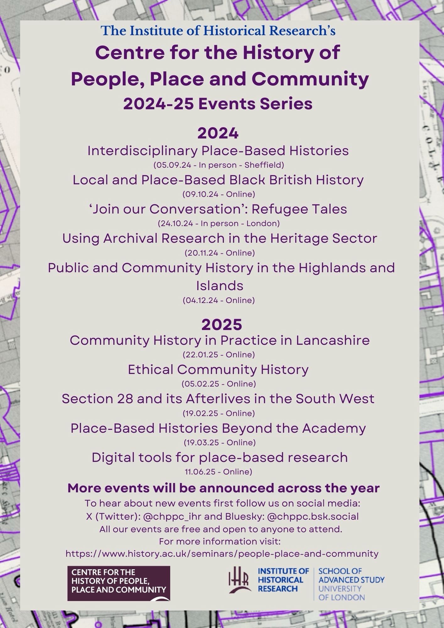 Titles & dates for the CHPPC’s 24-25 bets series. You can find this info at https://www.history.ac.uk/seminars/people-place-and-community