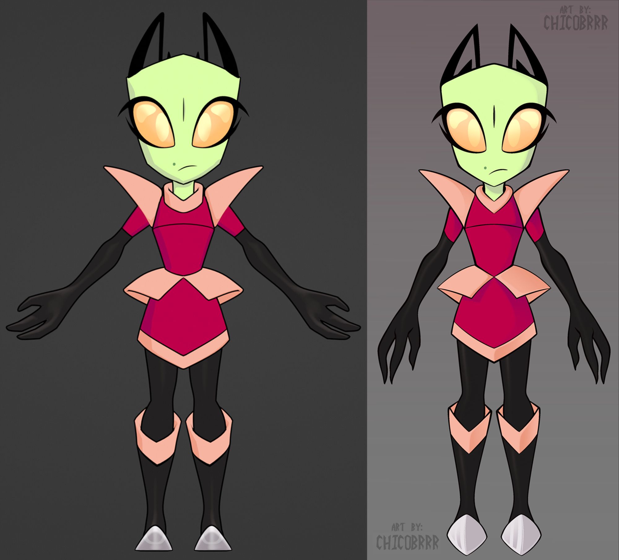 front view of 3D model compared to the 2D artwork by ChicoBrrr