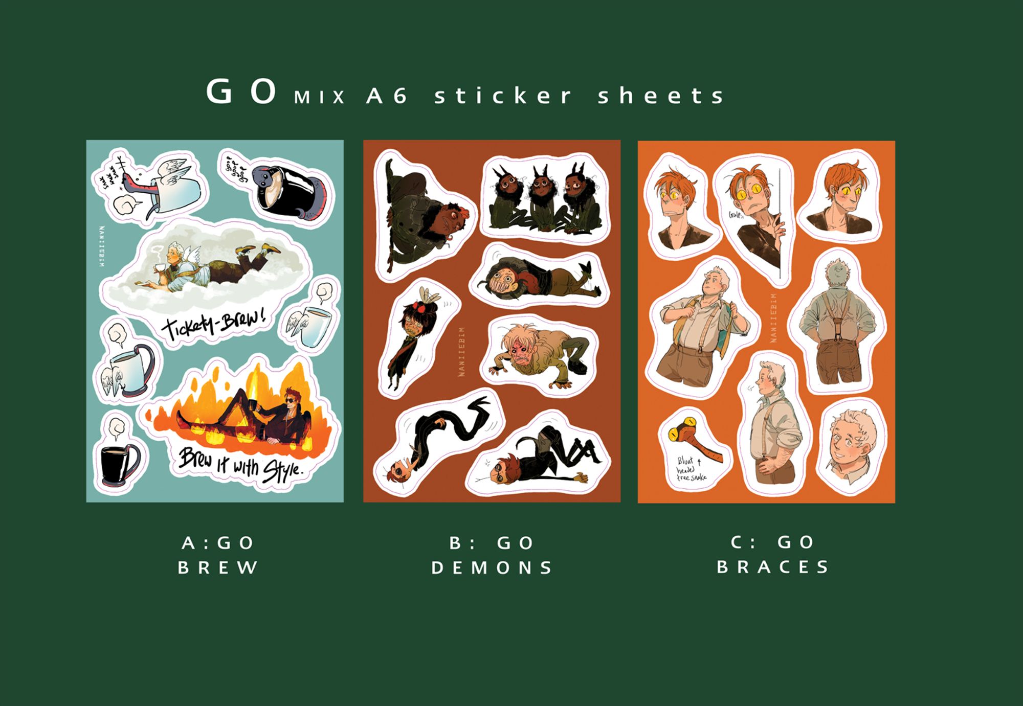 good omens stickers