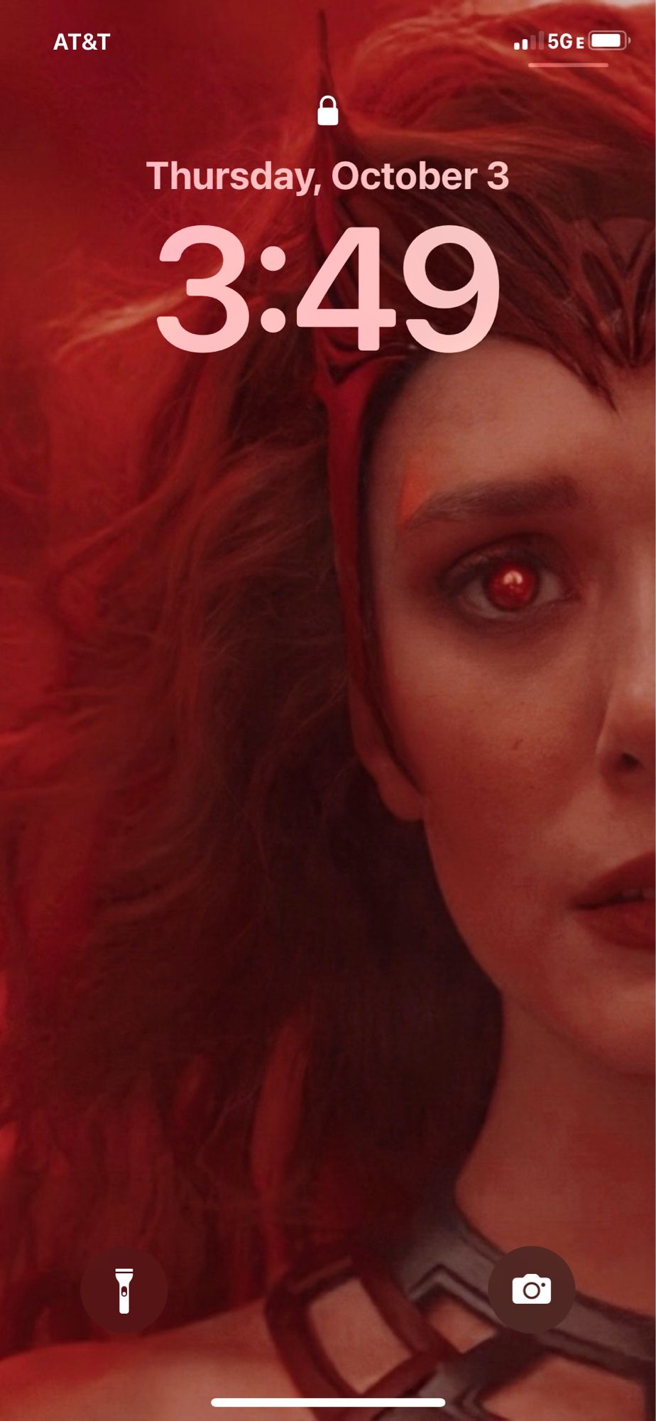 my lockscreen a closeup of Wanda Maximoff