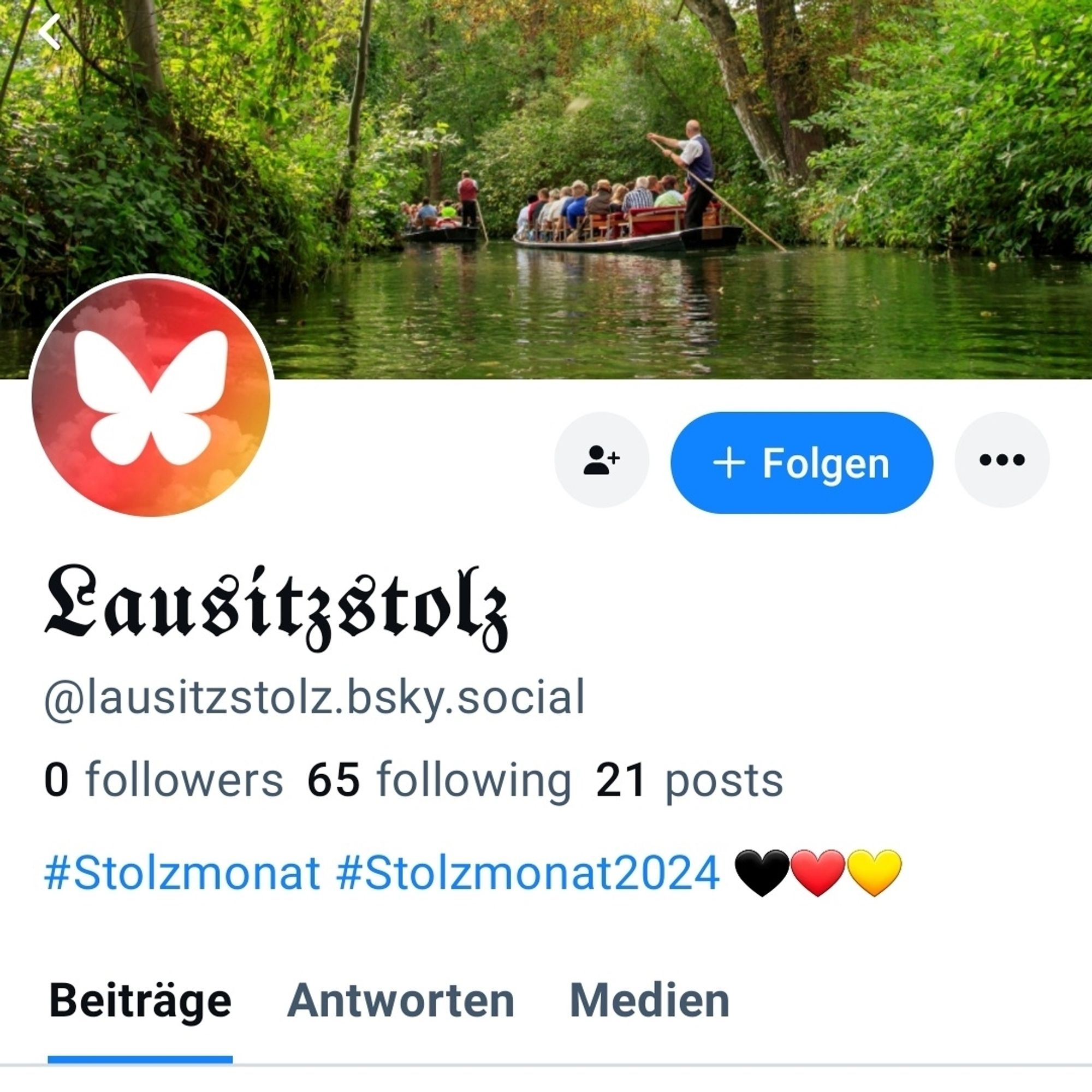 Screenshot von Profil eines Stolzmonat-Anhängers: lausitzstolz.bsky.social