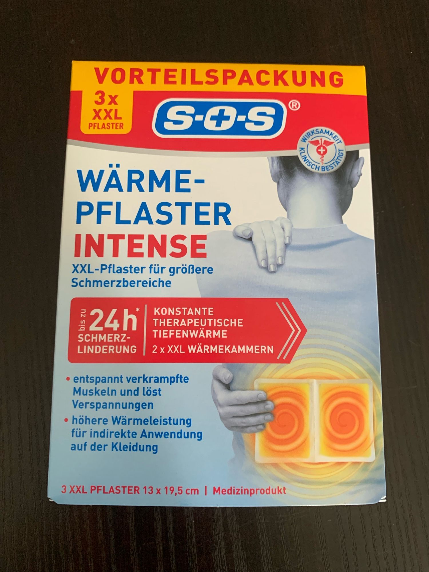 Eine Großpackung XXL-Wärmepflaster intense