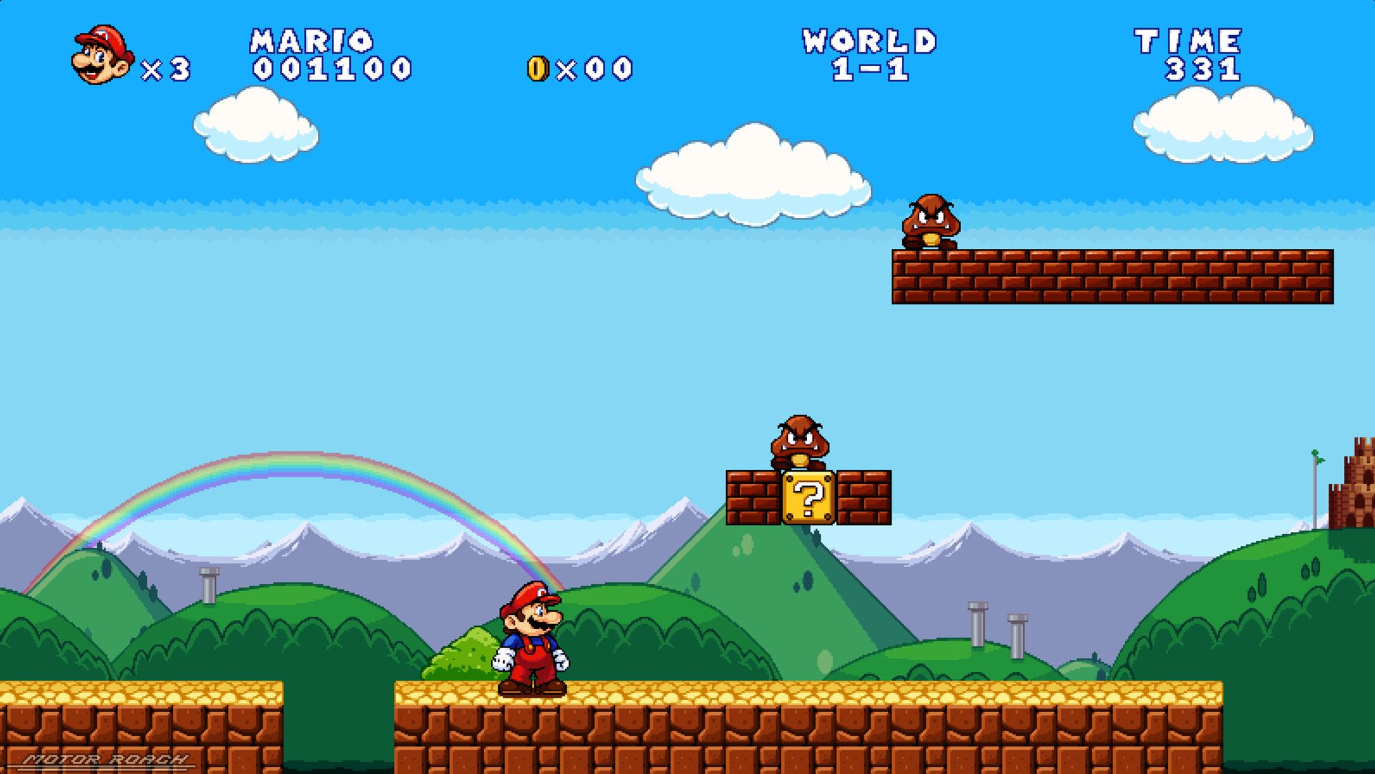 Higher resolution and detailed recreation of Super Mario Bros. 1-1, based on a lot of existing artwork from that time period