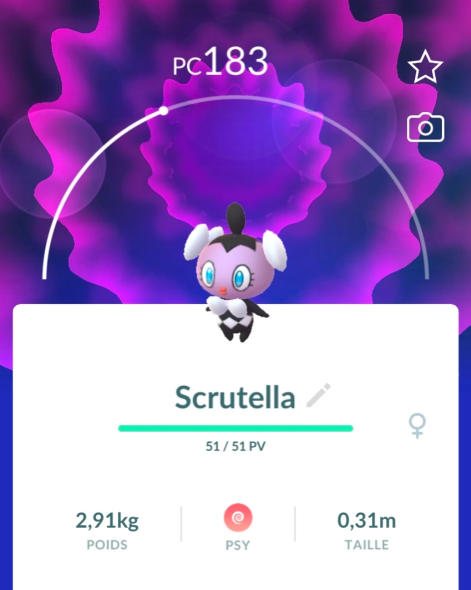 Screenshot from Pokémon Go of a random Gothita I just caught