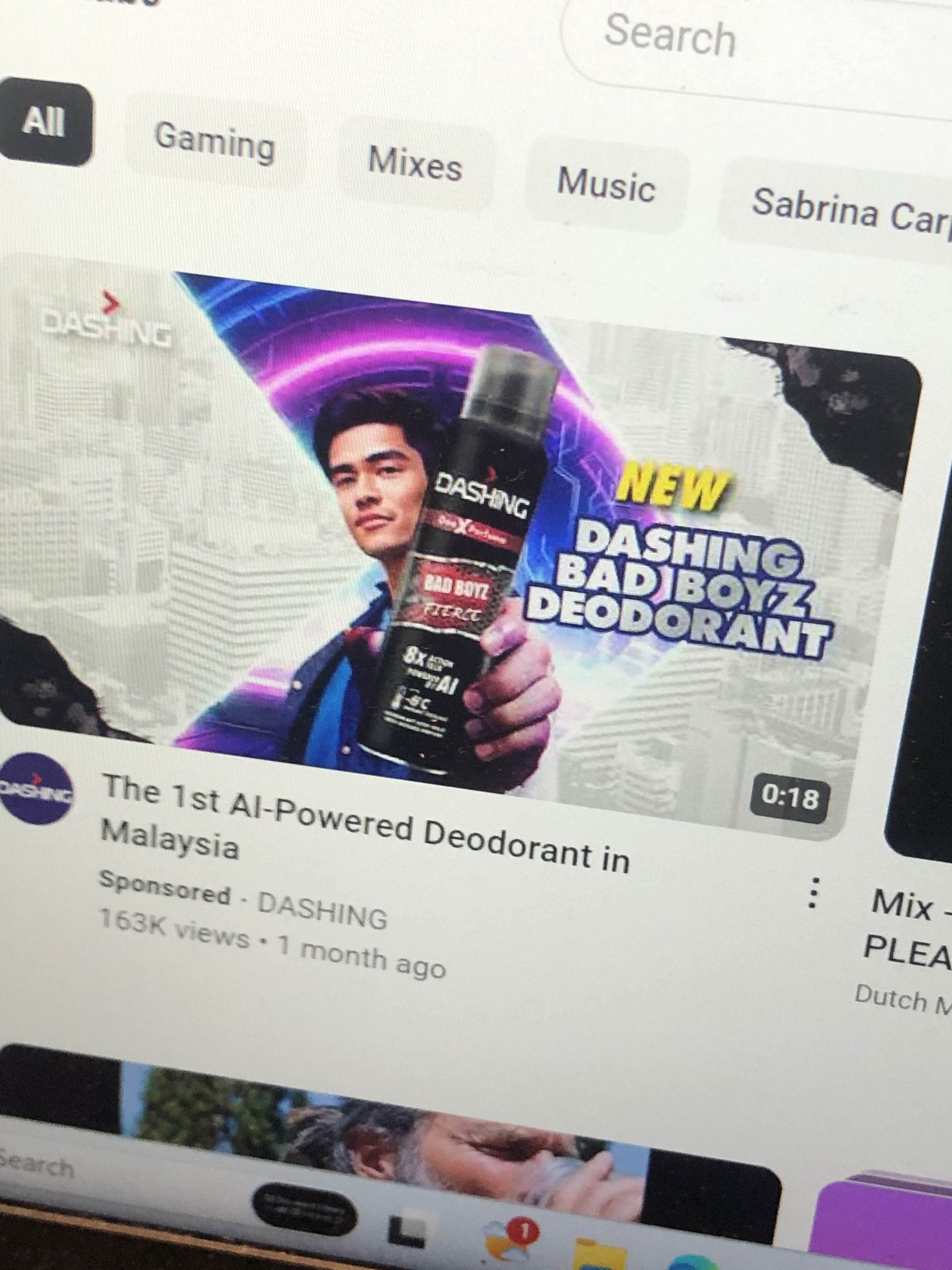 deodorant advertisement on youtube titled: "The 1st AI-Powered Deodorant in Malaysia"