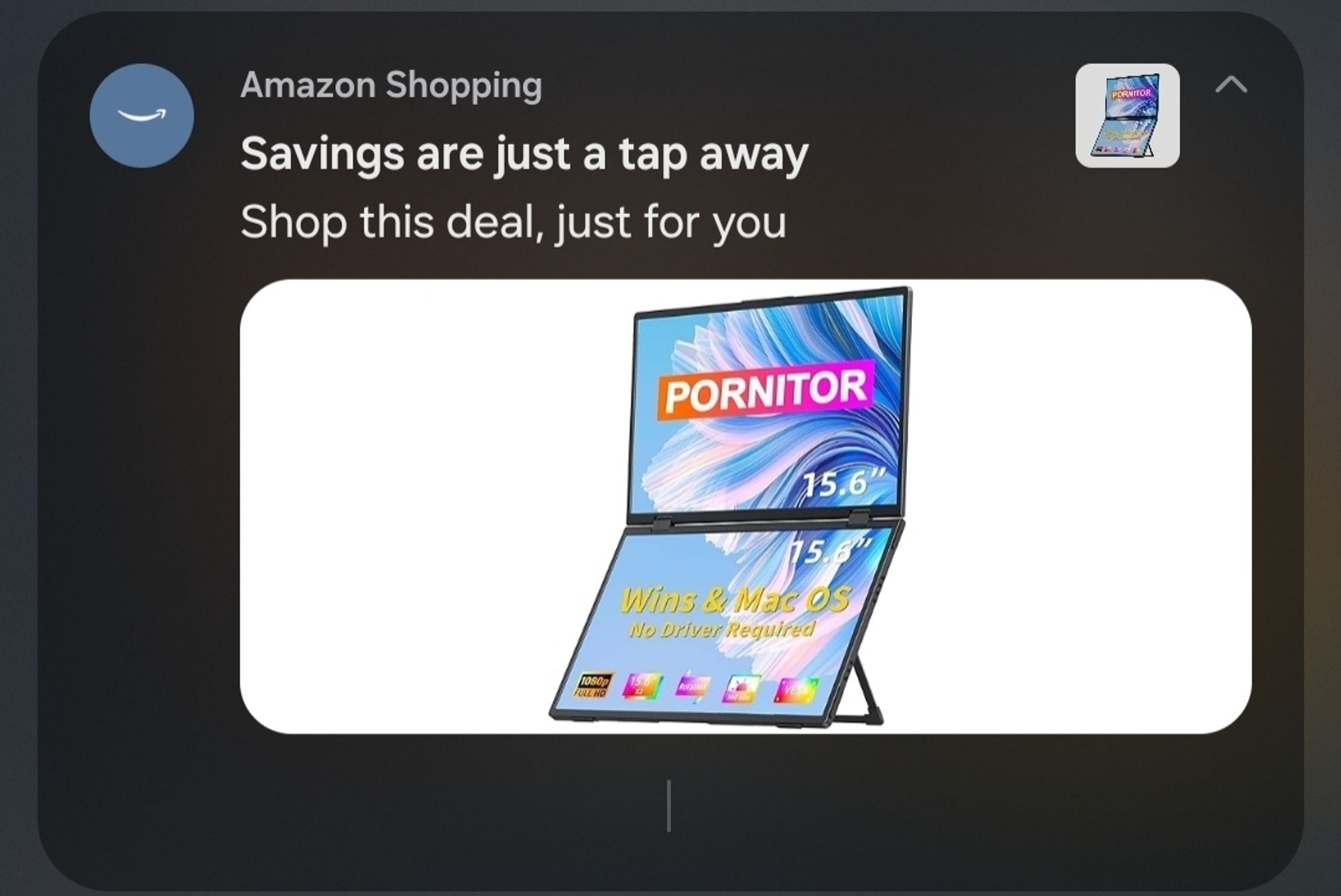 Amazon ad for the "Pornitor" portable monitor