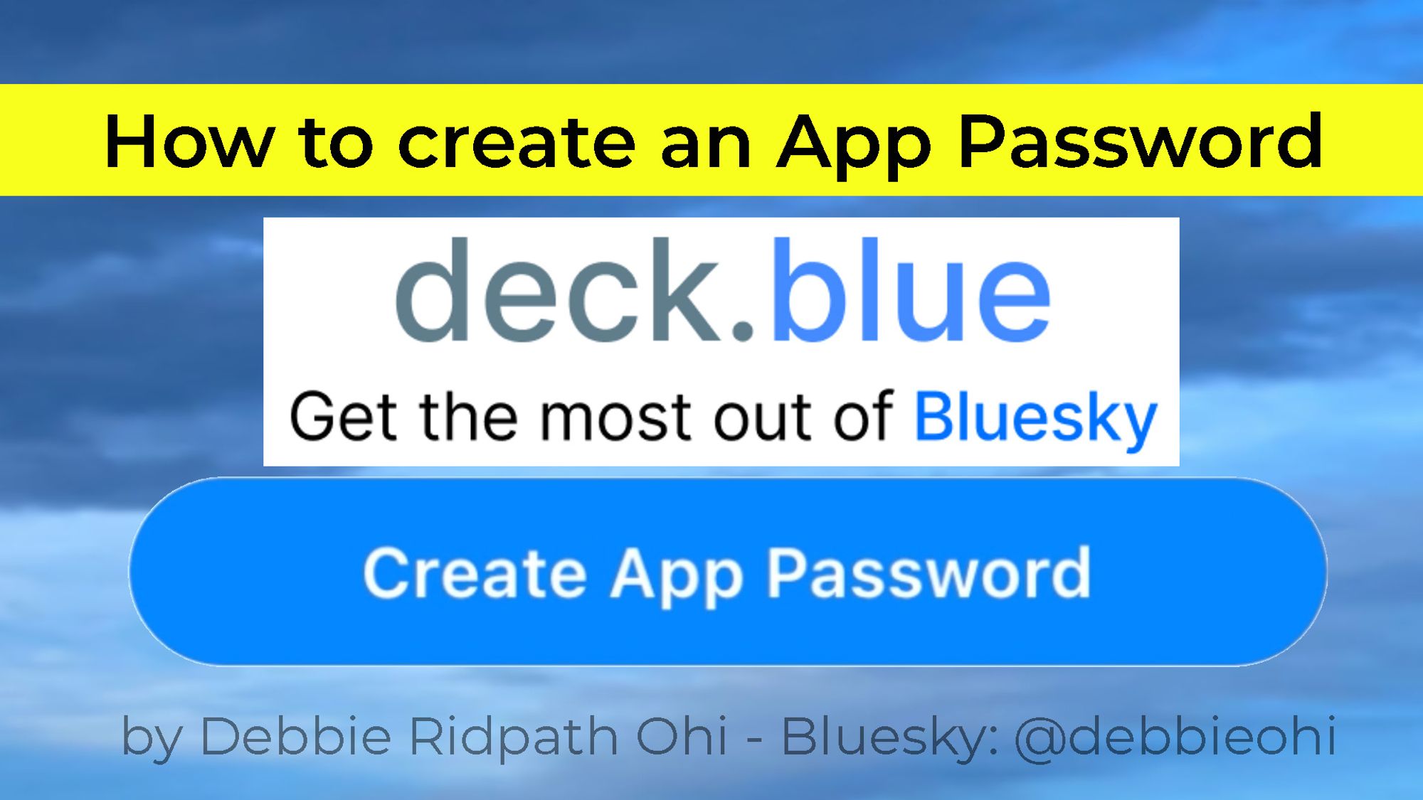 Text reads: "How to create an App Password for deck.blue"