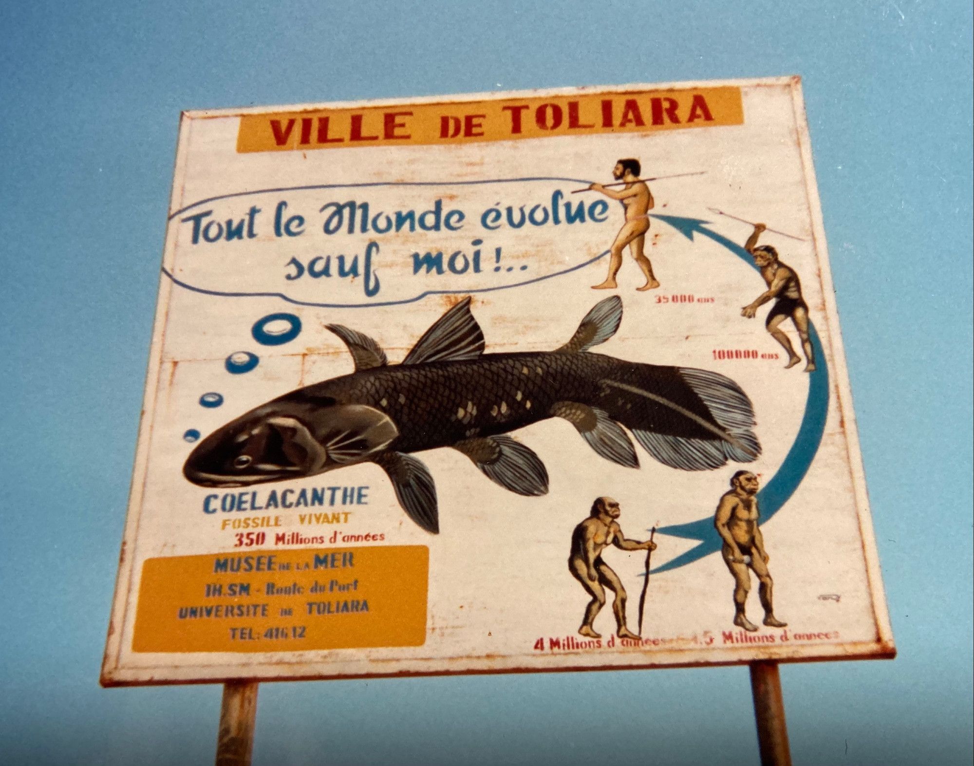 Sign showing a Coelacanth fish