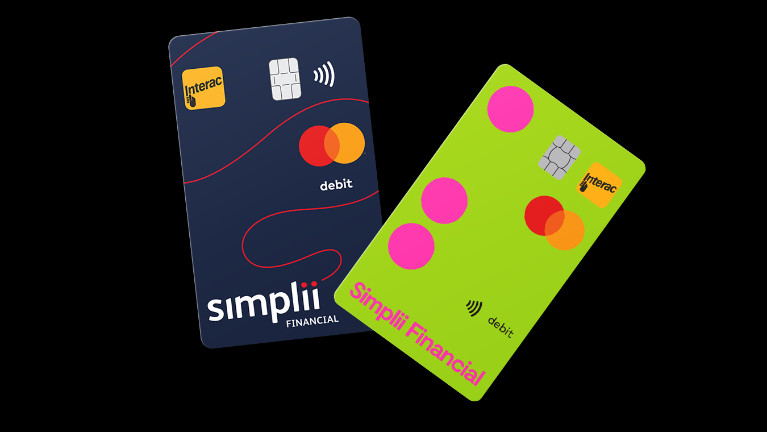 Simplii financial cards with similar neon colors as koho redesign.